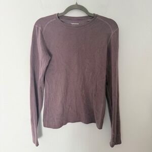 Terramar Merino Woolskins Base Layer Top Purple Topographic Print Womens Small